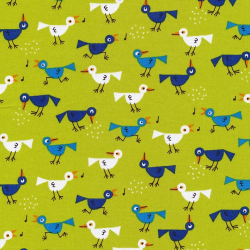 Birds from Happy Drawing, Too - Cloud9 Organic fabrics  - Half Yard