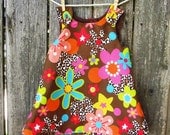 Custom Corduroy A-Line Dress Cheetah & Floral Pattern Sizes 3 6 12 18 24 Months 2 3 4 5 6 Years- Fall Dress- Baby, Toddler, Girls Dress