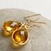 Gold November Citrine Gemstone Earrings - November Birthstone - Honey Drops