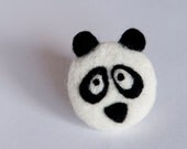 Gift Elegant Fashion Needle Felted  Sheep Wool Black White  Panda Bear Pin Brooch Unisex Girl Women Boy  READY TO SHIP
