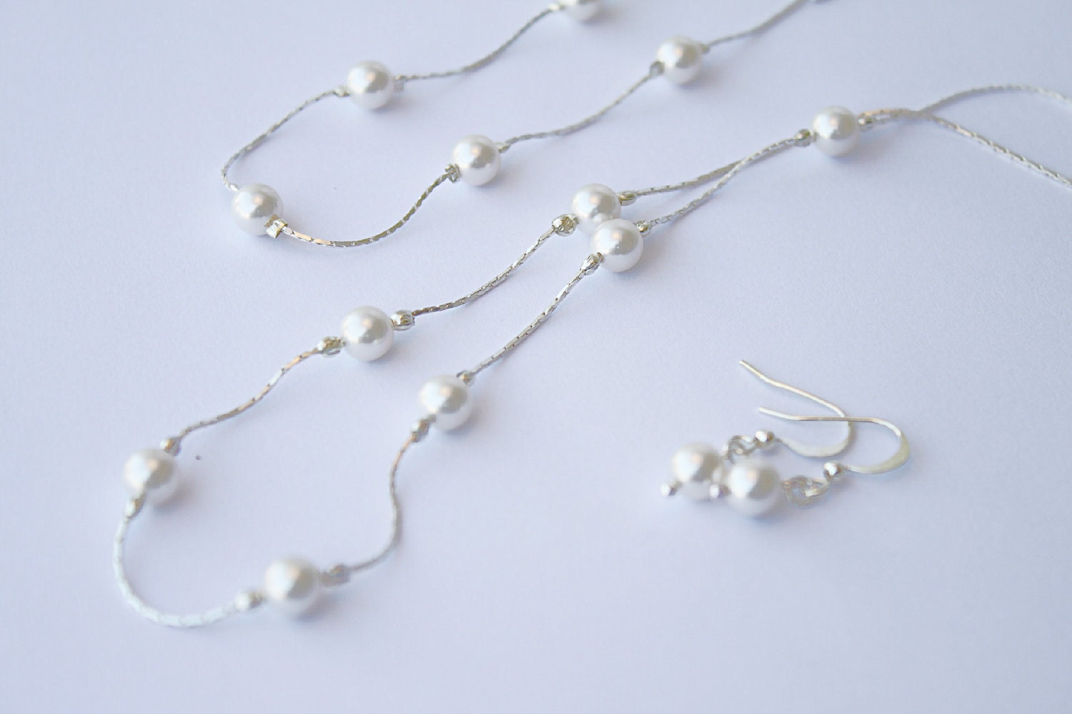 SET  Swarovski Pearl Necklace, Bracelet  and Earrings, bridal, bridesmaid, flower girl jewelry j.