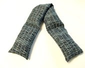 Neck, shoulders & wrist warmer hot pack filled with rice - black and gray wicker fabric