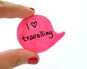 Hot pink brooch pin polymer clay