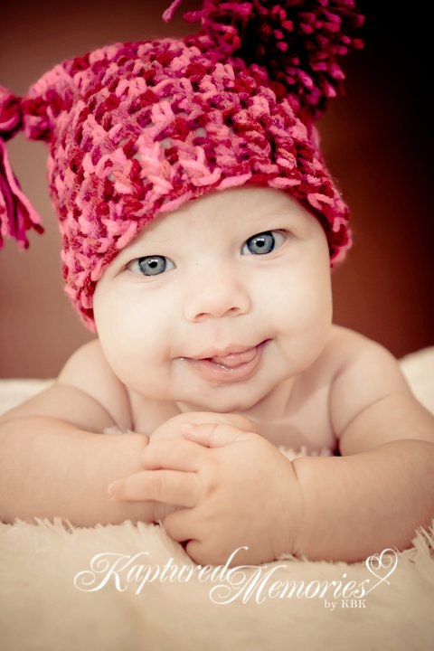 Baby Photo Prop Hat With Tassels Candy Print You Pick Sizes Between Newborn And 12 Months