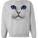 CAT FACE SWEATSHIRT unisex pullover crew neck -- s m l xl xxl xxxl