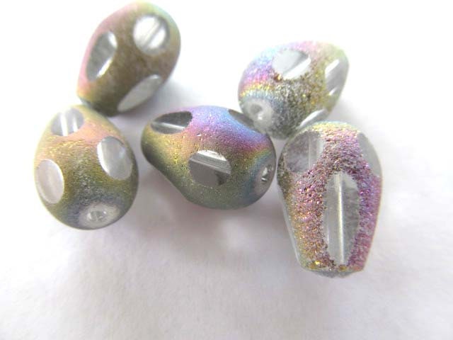 Iridescent Teardrop Briolettes 8 x 13mm, 4 pieces, Faceted and Brilliant