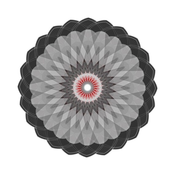 February, Geometric Flower of the Month Club --- 5 x 5 inch, abstract generative art print, Flower 11d,  giclee on cotton rag paper