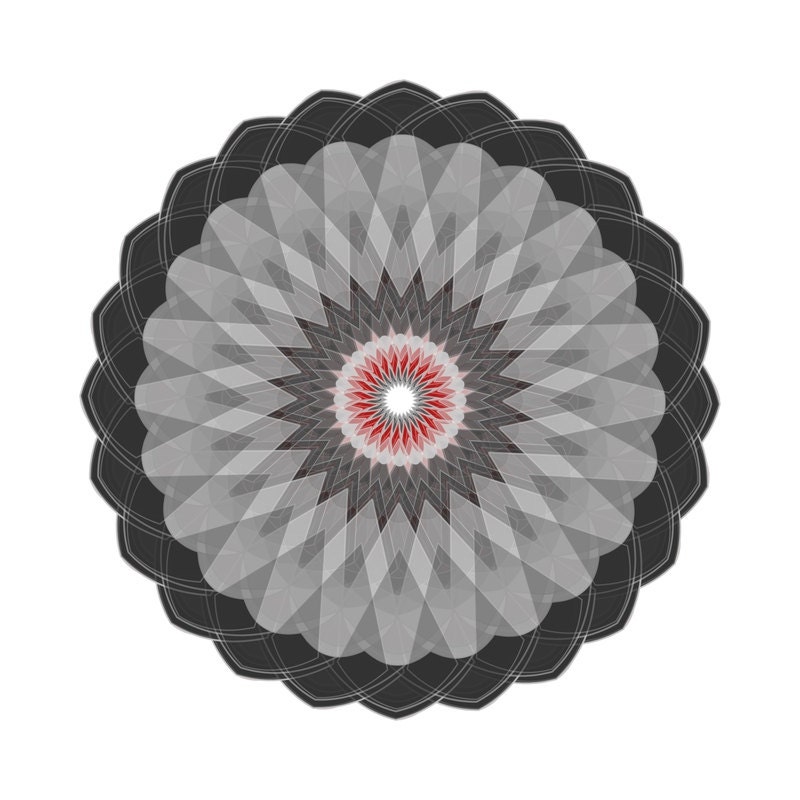 February, Geometric Flower of the Month Club --- 5 x 5 inch, abstract generative art print, Flower 11d,  giclee on cotton rag paper