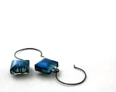 Sapphire Blue Square Earrings : It's Hip To Be Square