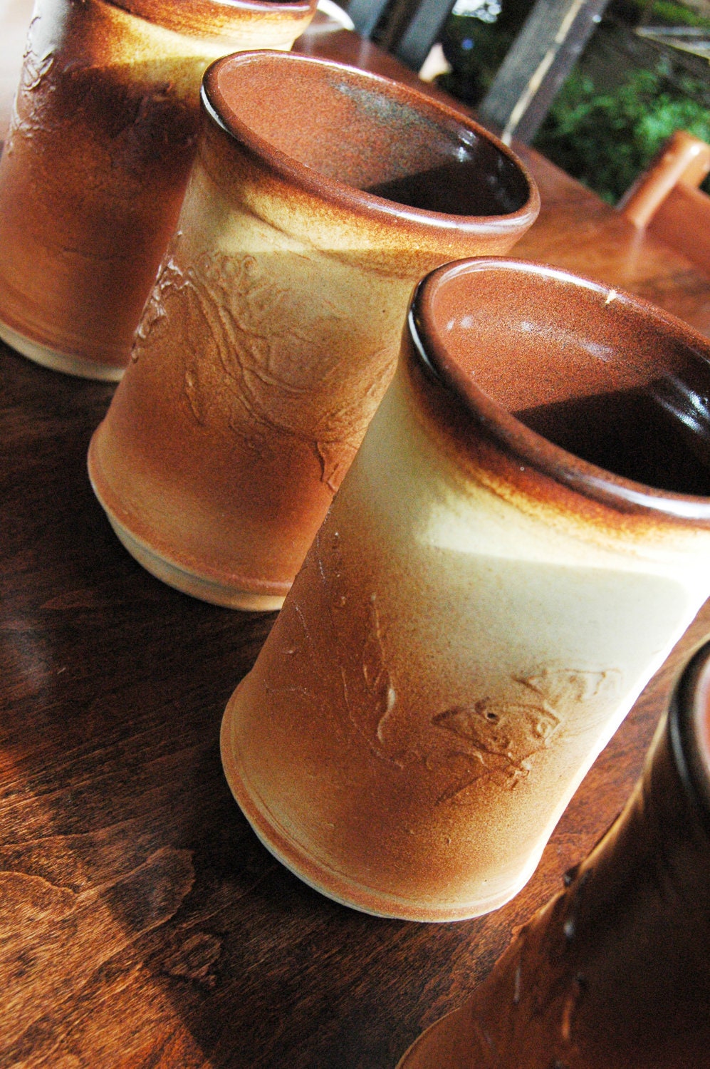 Rust and Cream Stoneware Cups