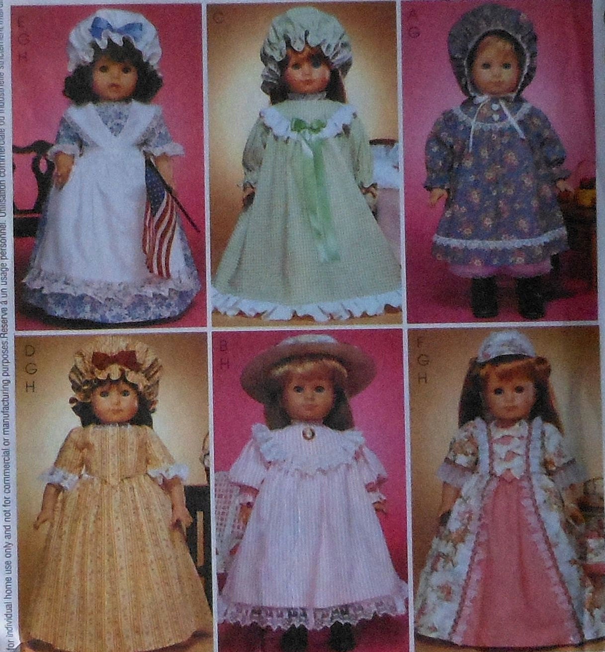 18"  Doll Clothes Sewing Pattern UNCUT McCalls 3627 Colonial Early American Historical
