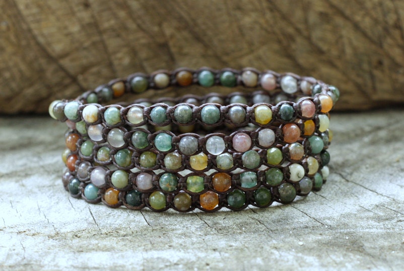 Ocean Jasper Wrap Bracelet / 5 wraps