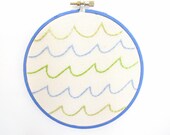 Embroidery Hoop Art - Sea Breeze blue green ocean waves