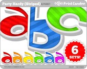 Party Hardy Alphabet (Striped) - BUY 2 GET 2 FREE - Digital Clip Art Personal and Commercial Use - paper crafts card making scrapbooking