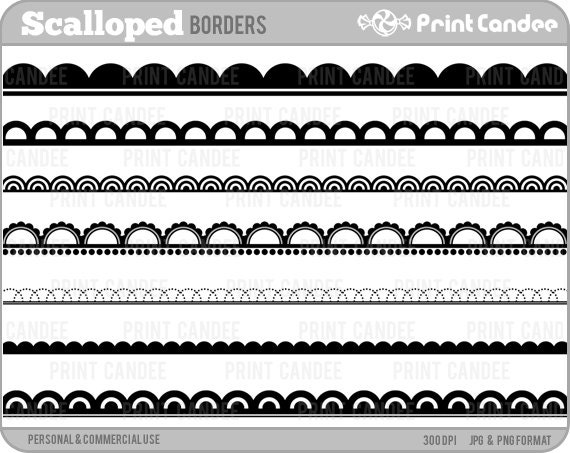 Scalloped Page / Frame Borders - BUY 2 GET 2 FREE - Personal and Commercial Use Clip Art - border page frame edge