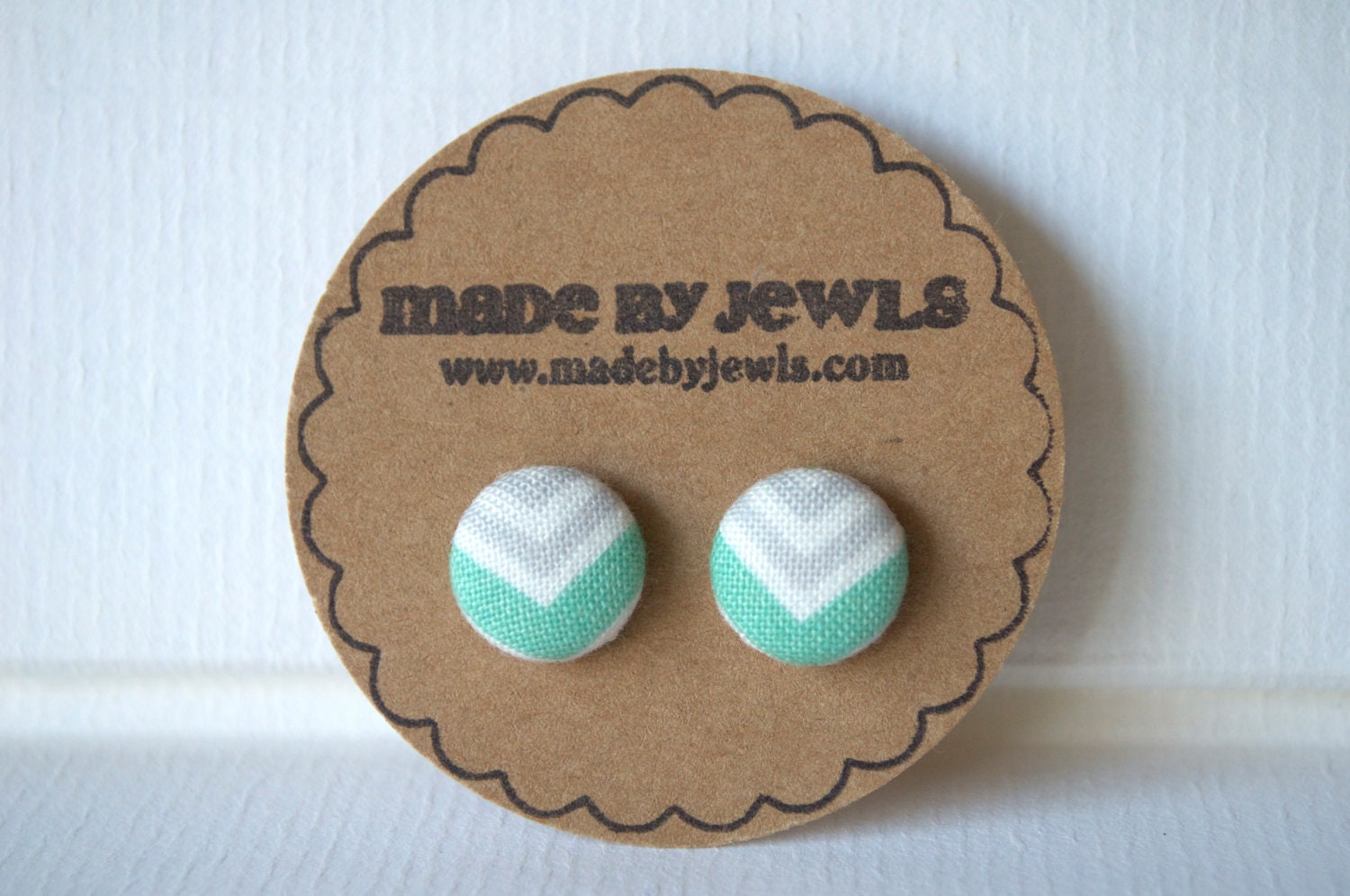 Mellow Arrow Fabric Covered Button Earrings