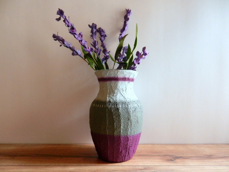 Vase / Purple and Gray Vase / Purple Home Decor / made to order / home and garden