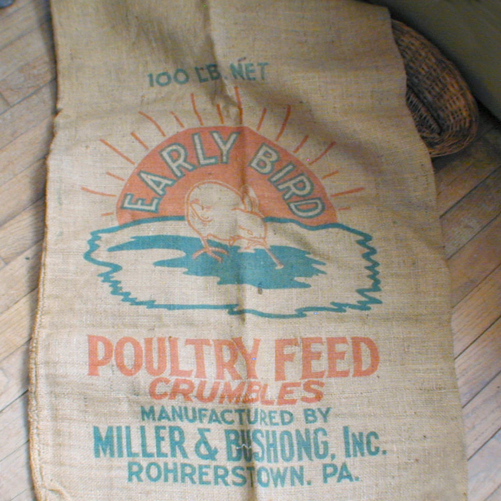Poultry Feed Burlap Sack Early Bird 100lb Baby Chicken - thelostrooms