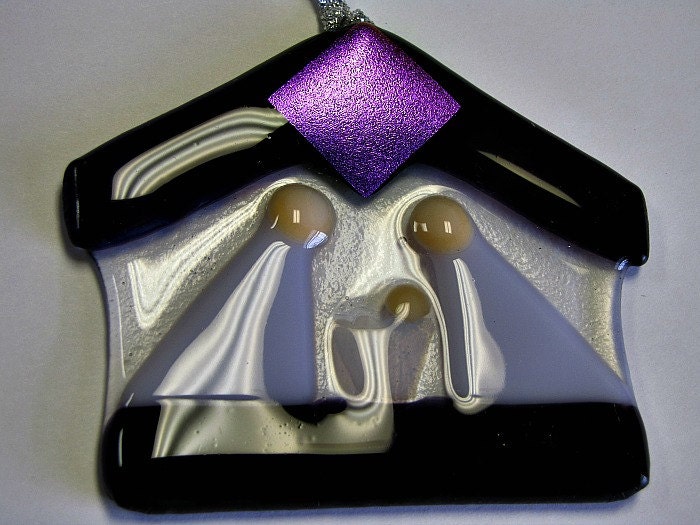 Fused Glass Purple Ornament/ Suncatcher/ Nativity