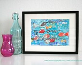 Mixed Media 8,5 x 11 Art Print of original canvas "Live in the sunshine...", lovely home decor
