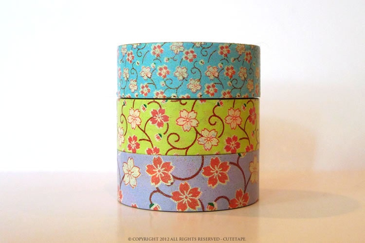 Mini Floral Washi Tape Set BLOSSOM Blue Yellow Purple