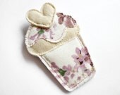 Floral Fabric Cupcake Brooch with Heart in Pink, Green & Cream - Mother's Day Gift / Gift for Her / Summer Accessory
