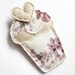 Floral Fabric Cupcake Brooch with Heart in Pink, Green & Cream - Mother's Day Gift / Gift for Her / Summer Accessory