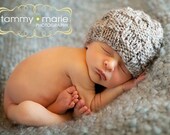 Warm Gray Basketweave Beanie Newborn Baby Unisex Girl Boy Photography Photo Prop