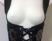 Steampunk Black Lace Up Vest with Bronze Gears Steam Punk Custom Size Plus Size