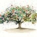 Apple tree-Landscape painting-Watercolor-Archival Large Print from my original watercolor painting 14x11 inch