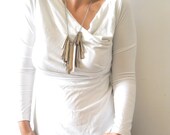 metal old pink leather ,and silver  chain necklace