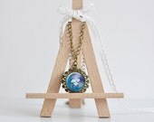 Forget Me Not, Flower Photo Pendant, Wearable Art, Gift for friend, vintage bicycle feminine romantic - prices already reduced