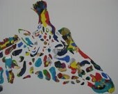 Hand Painted giraffe on canvas READY TO SHIP
