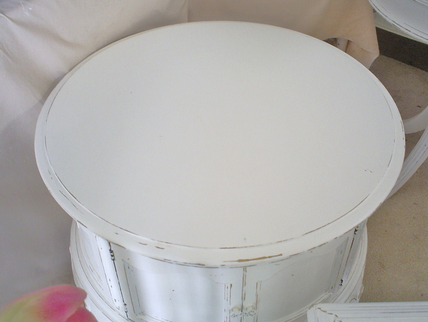 Shabby chic table   white distressed