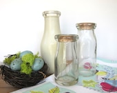 Vintage Milk Bottles Set of 3 Farmhouse Home Decor