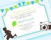 1st Birthday Invitation - Boy Invitation - One Year Gone In A Flash - PRINTABLE - By A Blissful Nest
