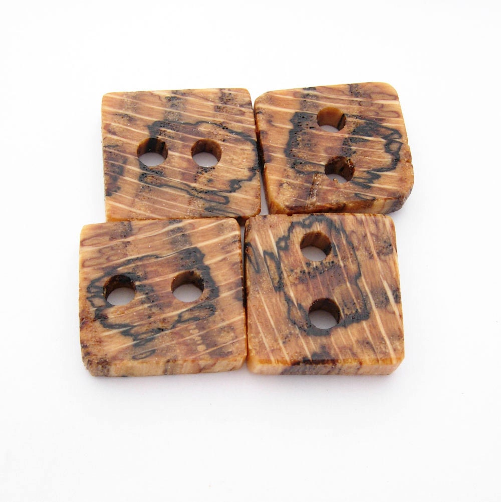 Wood Buttons - 4 Tiger Oak Buttons -For Knitting, Totebags or other Crafts