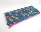Zipper Pouch, Pencil Case, Neon Boom Box & Sunglasses, 1980's Recycled Necktie