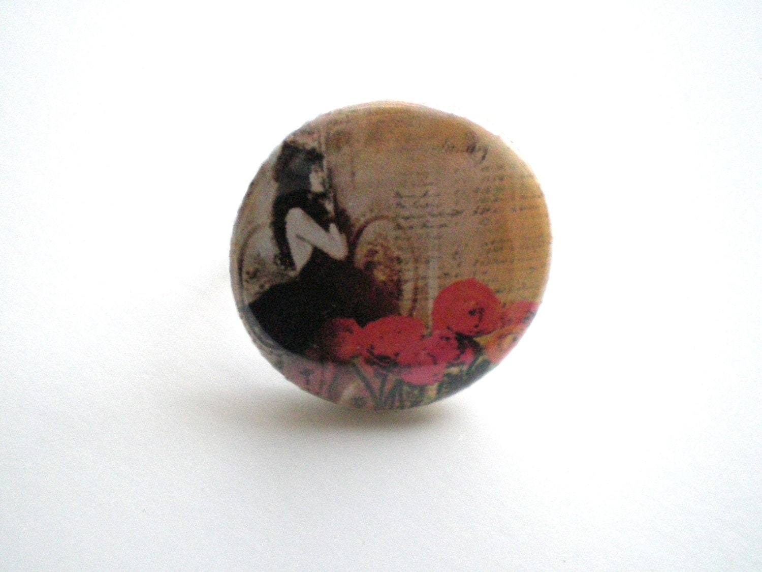 Vintage Style Woman Image Adjustable Ring