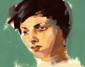 Lovely . giclee digital art print of acrylic painting portrait