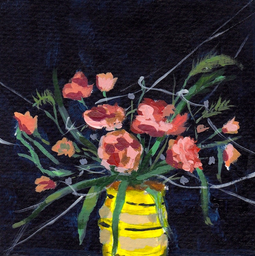 Navy and Yellow . large giclee digital art print of still life painting