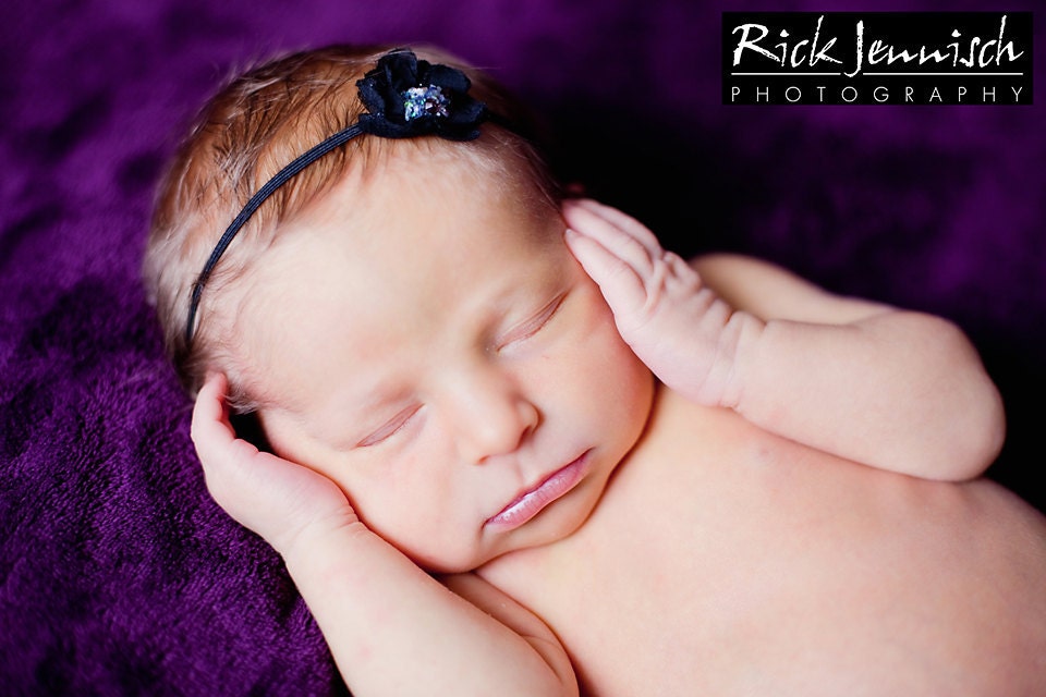 Black flower headband, girl headband, infant headband, newborn headband, adult headband, child headband