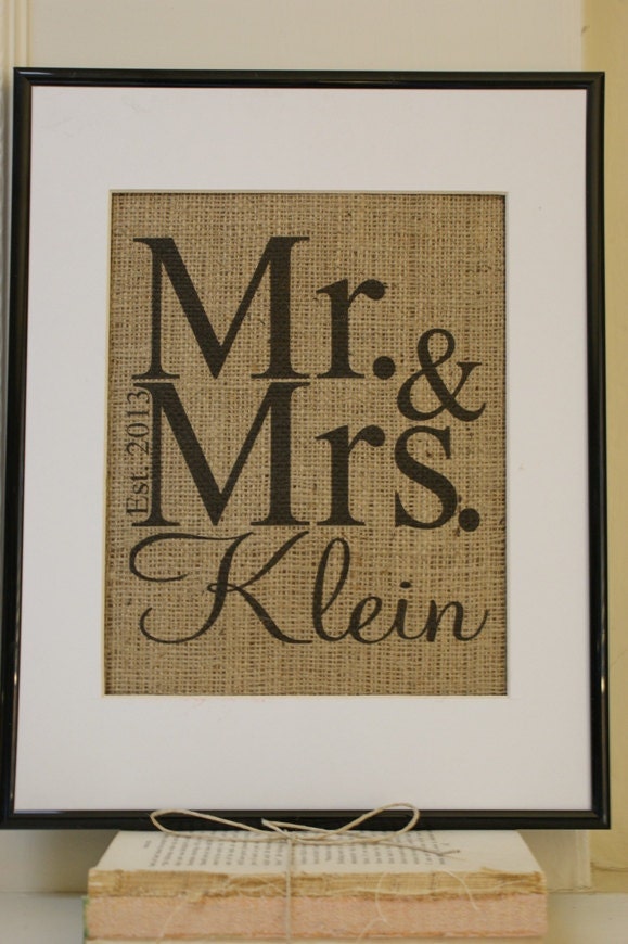 Personalized Wedding Burlap Artwork