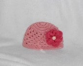 Infant Girls Cloche Flowered Beanie Hat, 14"