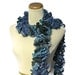 Hand Knit Ruffled Scarf -Turquoise Blue  Green