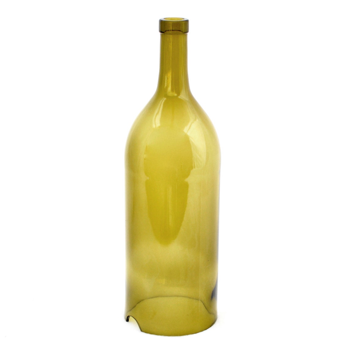 One Large Amber Wine Bottle Hurricane // Recycled 1.5 L Glass Bottle