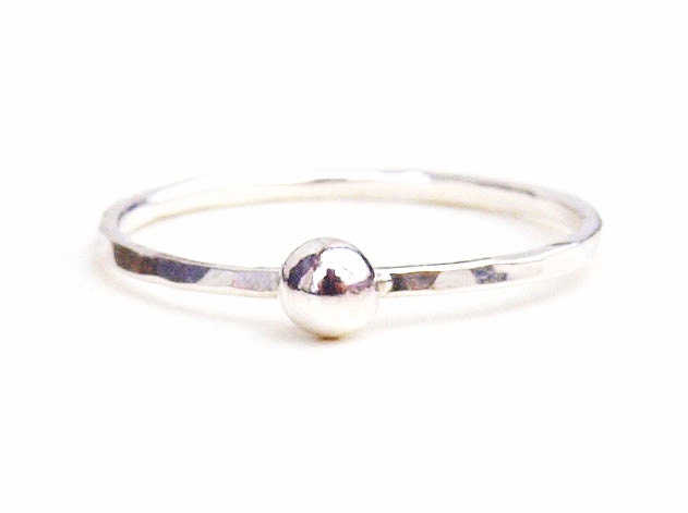 Thin Silver Stacking Ring with Small Dot