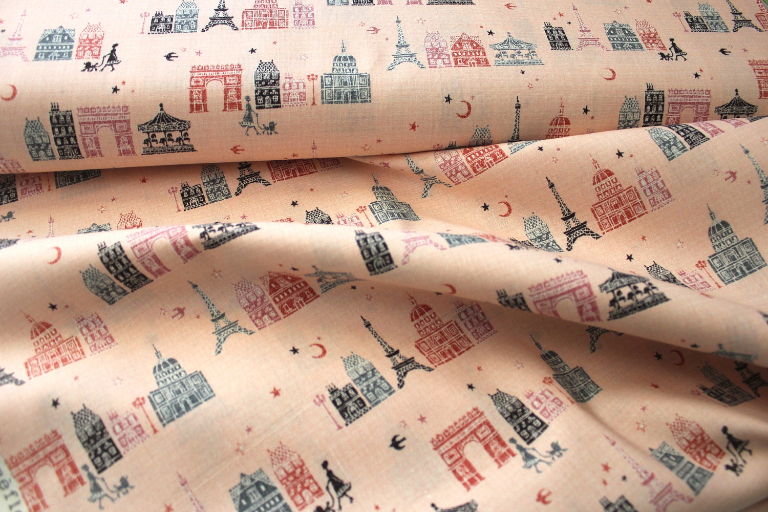 kokka Japanese fabric  - Paris at night pink 1/2 yard total