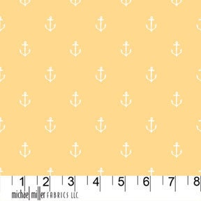 Sarah Jane - Out to Sea - Anchors away in banana by Michael Miller 1/2 yard total