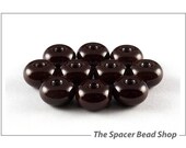 Handmade Lampwork Spacers Glass Beads Dark Brown 8mm Small Rondelle Donut SRA - The Spacer Bead Shop